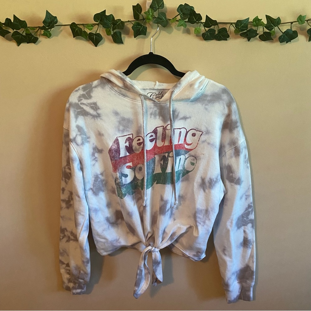 Gold Rush Women's Tie-Front Tie-Dye Cropped Hoodie